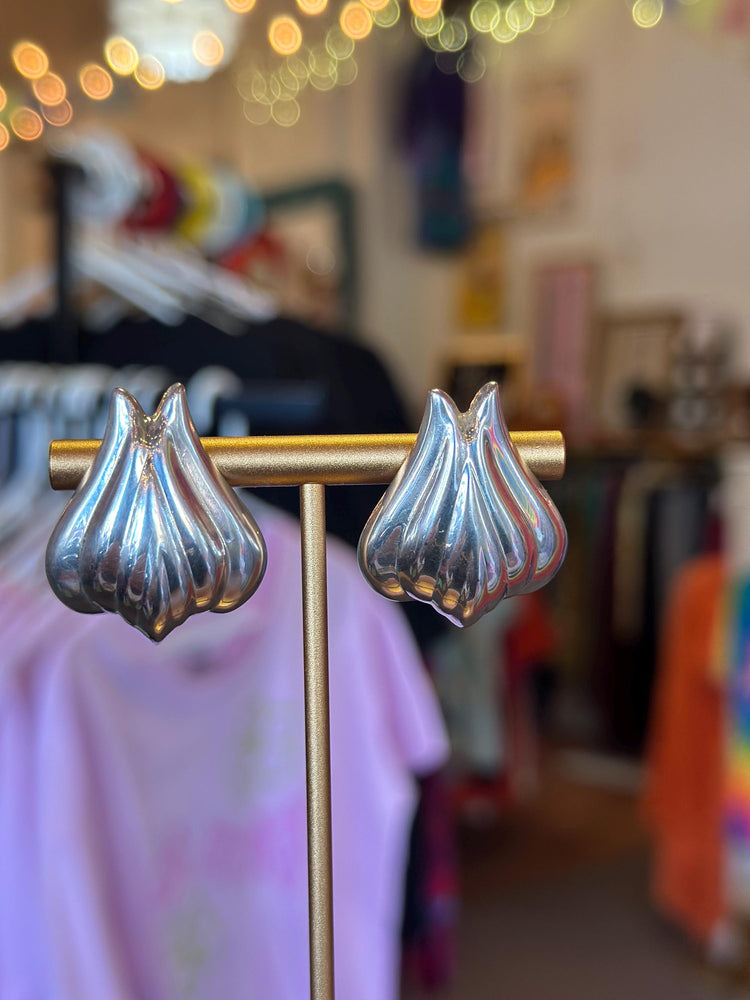 Silver Europe Unstamped Sterling Silver Tulip Italian Mexican Earrings