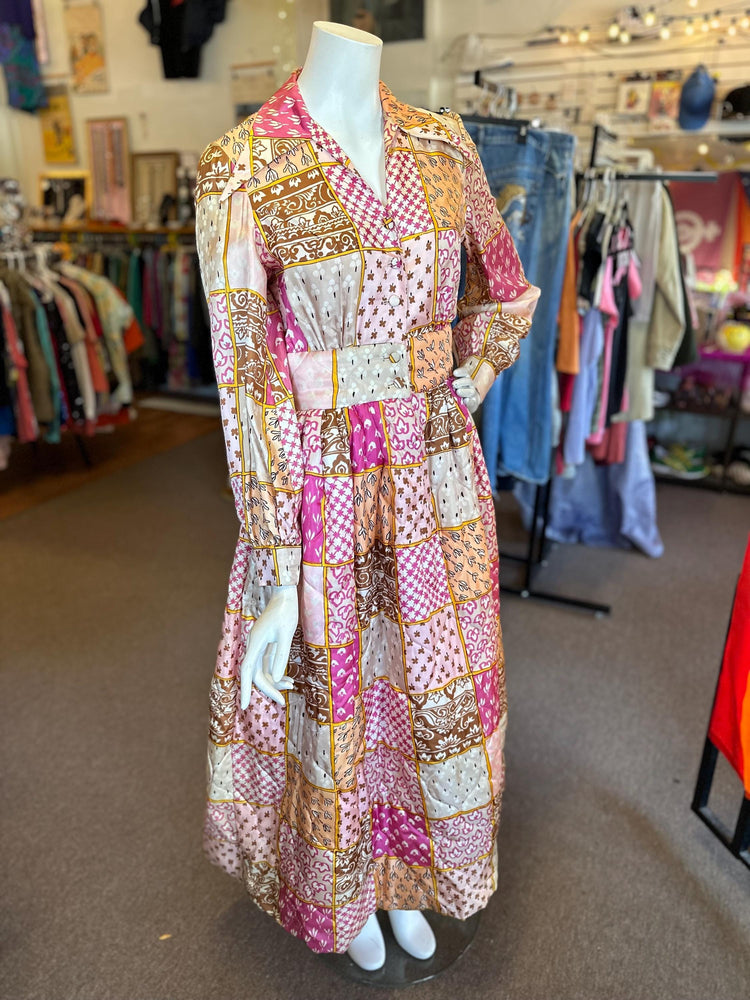1970's Bill Tice Vintage Quilted Robe House Dress As Is Size Small