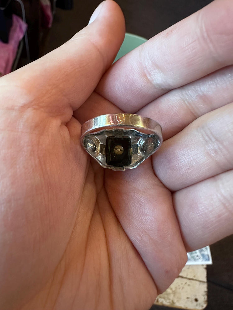 1940's or earlier Men's Signet Sterling Silver .925 A letter initial Ring size 10