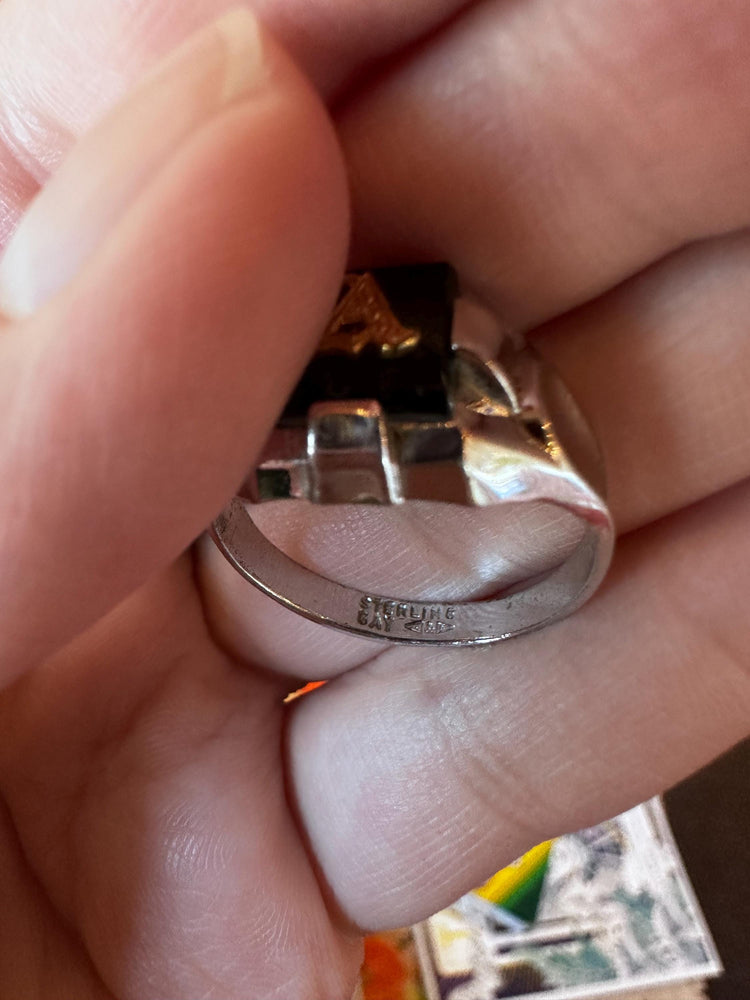 1940's or earlier Men's Signet Sterling Silver .925 A letter initial Ring size 10
