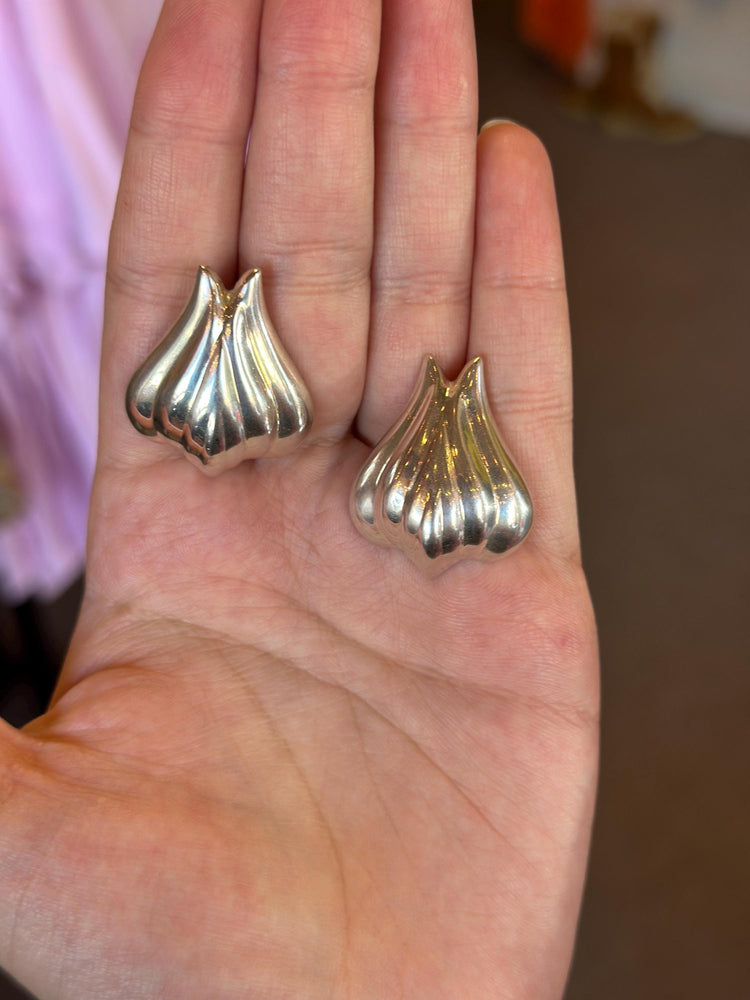 Silver Europe Unstamped Sterling Silver Tulip Italian Mexican Earrings