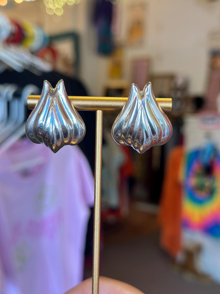 Silver Europe Unstamped Sterling Silver Tulip Italian Mexican Earrings