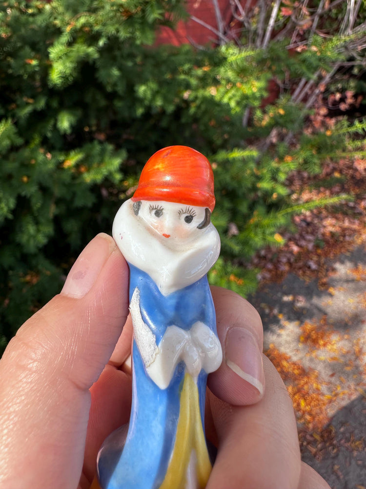 1930's Flapper Girl Porcelain Art Deco Pin Cushion Vanity Doll Fasold and Stauch