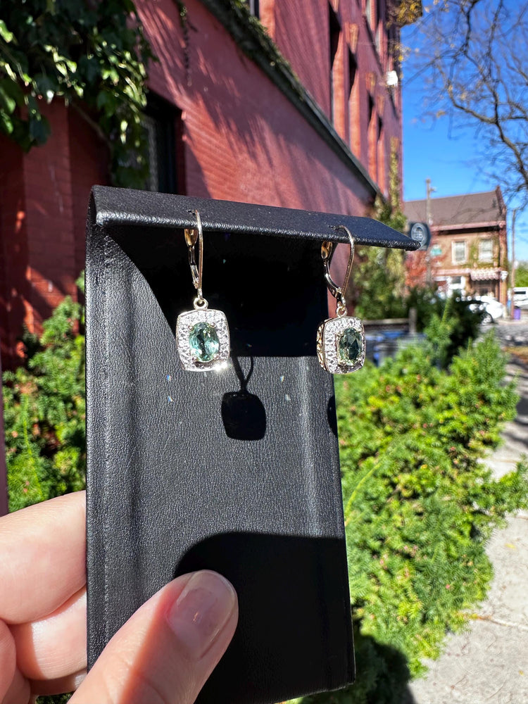 14K Gold Peridot And Diamond Shiny Statement Earrings August Birthstone Vintage