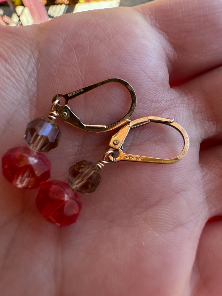 Gorgeous MCM Dangle Gold Filled Faceted Beads Citrine or Murano Glass