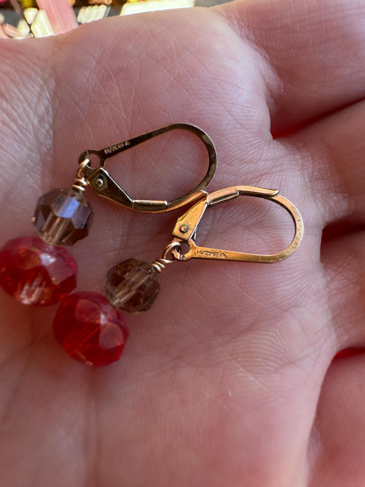 Gorgeous MCM Dangle Gold Filled Faceted Beads Citrine or Murano Glass