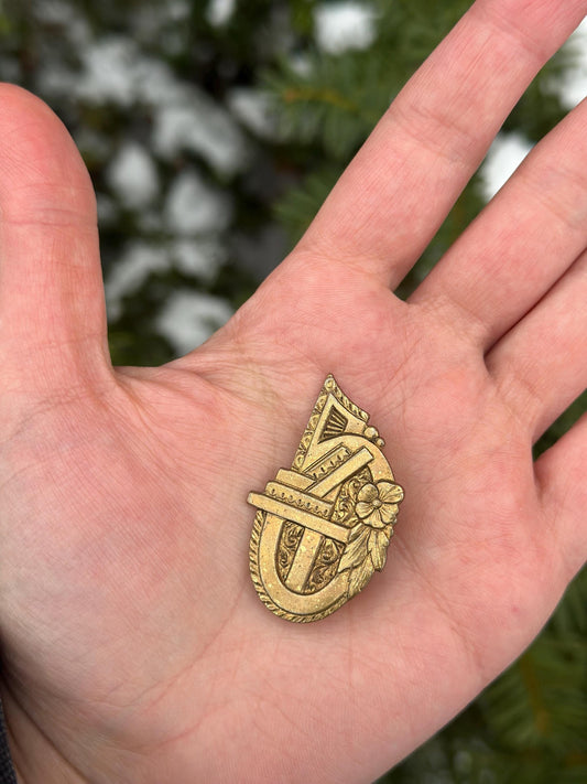 Antique Brass Art Noveau Brooch or Pin Vintage