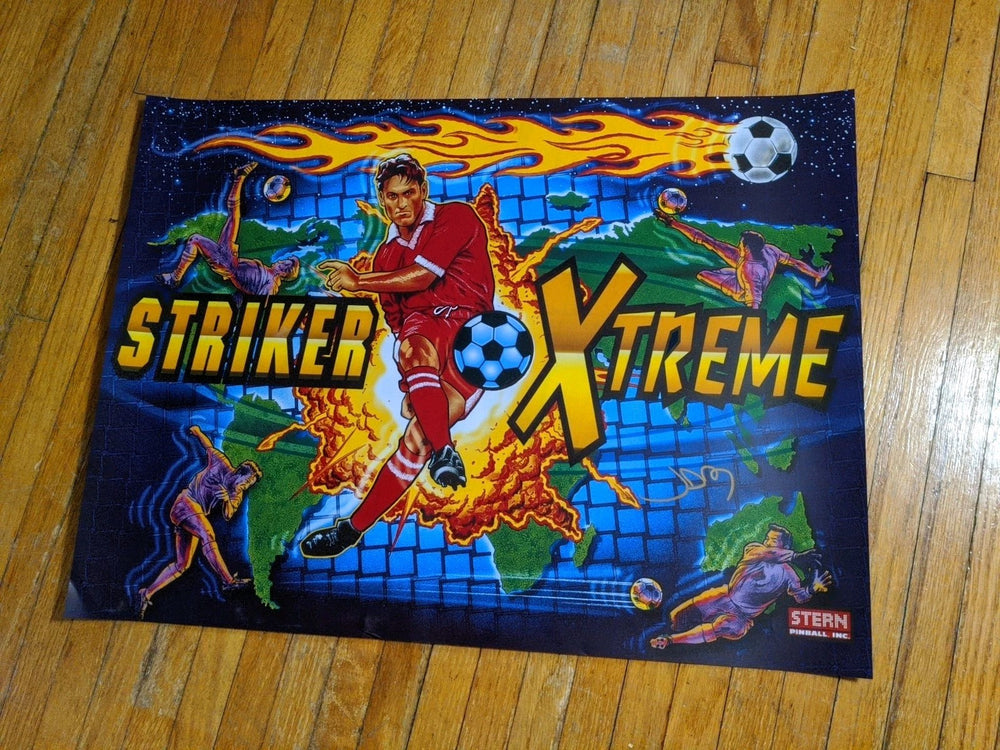 Striker Xtreme Pinball Translite Art Sheet Original Soccer Sports 2000 Signed 