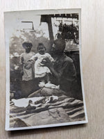 Vintage Photo Nostalgic Cute Dad And Girls With Kewpie Doll
