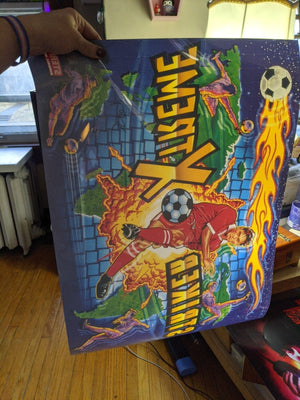 Striker Xtreme Pinball Translite Art Sheet Original Soccer Sports 2000 Signed 