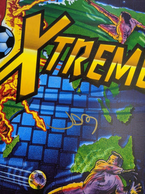 Striker Xtreme Pinball Translite Art Sheet Original Soccer Sports 2000 Signed 