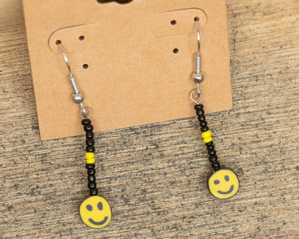 Smiley Face Beaded Dangle Earrings