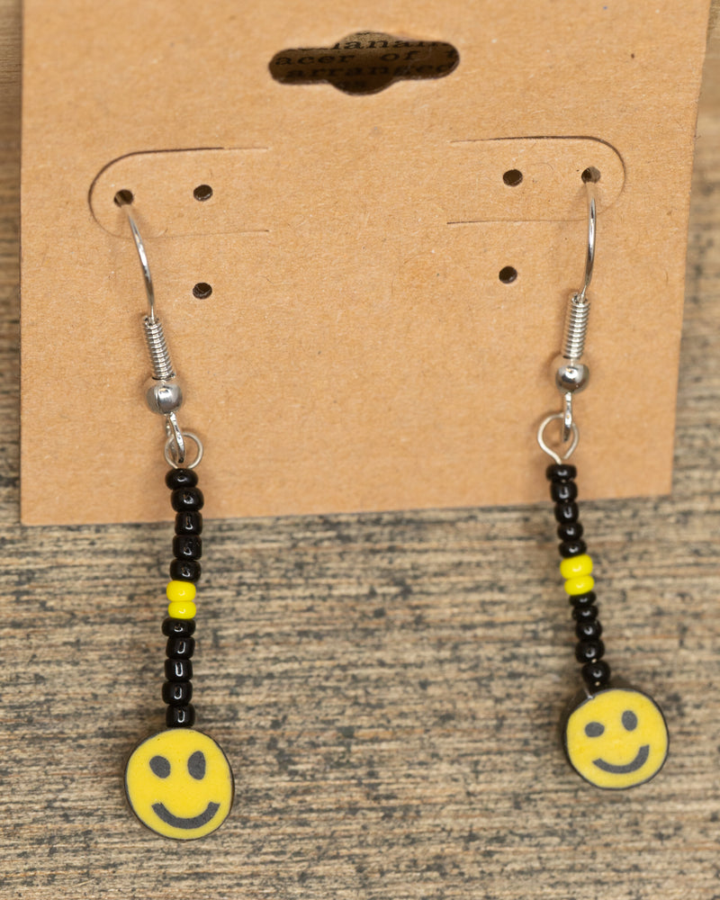 Smiley Face Beaded Dangle Earrings