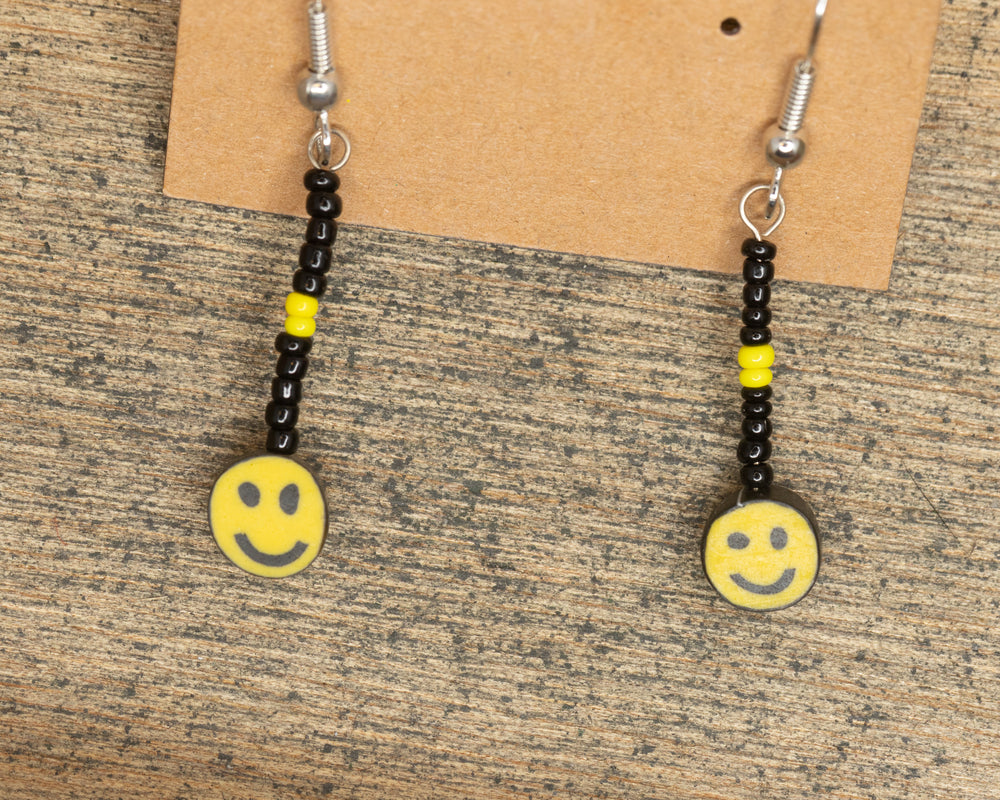Smiley Face Beaded Dangle Earrings